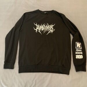 Romwe Sweatshirt Mens XL Black White Ruthless Graphic Chance Metal Band Crewneck
